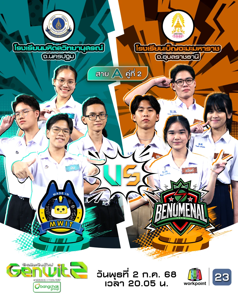 “Genwit อัจฉริยะพันธุ์ใหม่” ลุ้นศึกล้างตา 2 โรงเรียนตัวตึง "มหิดลวิทยานุสรณ์" ปะทะ "เบ็ญจะมะมหาราช"