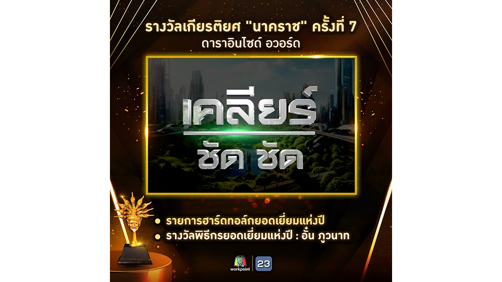 รายการ "เคลียร์ ชัด ชัด" คว้า 2 รางวัลเกียรติยศ “นาคราช” จากงาน ดาราอินไซด์ อวอร์ด ครั้งที่ 7